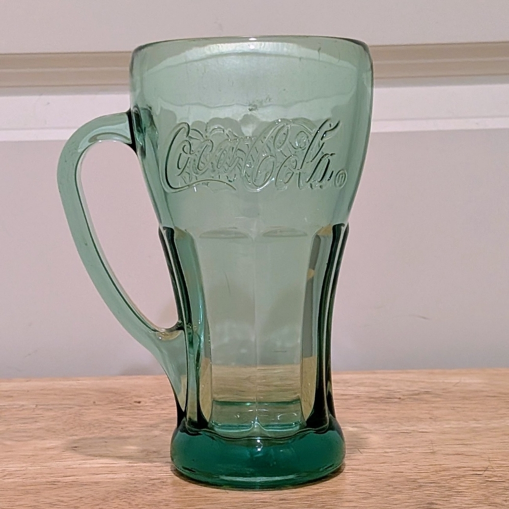 Coca Cola Georgia Green Glass Libbey Heavy Bottom Glass Cup